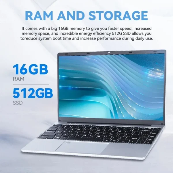 FIREBAT A14 Laptop Intel N5095 14.1 Inch 16GB LPDDR4 RAM 512GB 1TB SSD Lightweight Business Computer Notebook FHD Fingerprint - Image 4